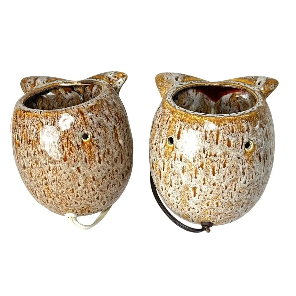 Intertek Ceramic Owl Lamps Set of 2  Bedside Light Up Nightlights‎ 5.75